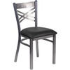 image:imageFlash Furniture HERCULES Series Clear Coated X Back Metal Restaurant Chair  Mahogany Wood SeatBlack Vinyl SeatClear Coated Metal Frame