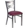 image:imageFlash Furniture HERCULES Series Clear Coated X Back Metal Restaurant Chair  Mahogany Wood SeatBurgundy Vinyl SeatClear Coated Metal Frame