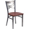 image:imageFlash Furniture HERCULES Series Clear Coated X Back Metal Restaurant Chair  Mahogany Wood SeatCherry Wood SeatClear Coated Metal Frame
