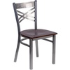 Walnut Wood Seat/Clear Coated Metal Frame