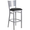 image:imageFlash Furniture HERCULES Series Silver Slat Back Metal Restaurant Barstool  Black Vinyl SeatBlack Vinyl SeatSilver Frame