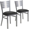 image:imageFlash Furniture HERCULES Series Silver Slat Back Metal Restaurant Chair  Black Vinyl SeatBlack Vinyl SeatSilver Frame