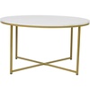 image:imageFlash Furniture Hampstead Collection Coffee Table  Modern White Marble Finish Coffee Table  Crisscross Brushed Gold Frame