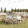 image:imageFlash Furniture Hercules Commercial IndoorOutdoor Cross Back Chair Wood Look WeatherResistant Lightweight Design Versatile Use Dark BrownLight Oak