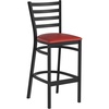 image:imageFlash Furniture Hercules Series Ladder Back Metal Restaurant Barstool Modern Upholstered Armless Bar Height Chair for Restaurants and Kitchens BlackRed Vinyl SeatBlack Metal Frame