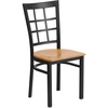 image:imageFlash Furniture Hercules Series Window Back Metal Restaurant Chair Modern Upholstered Armless Dining Chair for Restaurants and Kitchens BlackNatural Wood SeatBlack Metal Frame