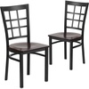 image:imageFlash Furniture Hercules Series Window Back Metal Restaurant Chair Modern Upholstered Armless Dining Chair for Restaurants and Kitchens BlackWalnut Wood SeatBlack Metal Frame