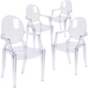 image:imageFlash Furniture IndoorOutdoor Ghost Accent and Dining Chair with Curved Arms and Contoured Seat Stackable Restaurant Chair Transparent CrystalPack of 4