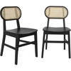 image:imageFlash Furniture Jacob Cane Rattan Dining Chairs Solid Wood Frame amp Seat Oval Breathable Backrest Commercial Grade Pack of 2 NaturalBlackBlack