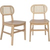 image:imageFlash Furniture Jacob Cane Rattan Dining Chairs Solid Wood Frame amp Seat Oval Breathable Backrest Commercial Grade Pack of 2 NaturalBlackNatural