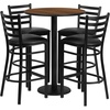 image:imageFlash Furniture Jamie 30 Round Mahogany Laminate Table Set with Round Base and 4 Ladder Back Metal Barstools  Black Vinyl SeatWalnut TopBlack Vinyl Seat