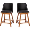 image:imageFlash Furniture Julia Set of 2 Transitional Counter Stools  Black LeatherSoft Upholstery  Silver Nailhead Trim  24 Inch  Walnut Finish Wood Frames