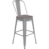 image:imageFlash Furniture Kai Commercial 30 High IndoorOutdoor Bar Height Stool  Black Galvanized Steel Frame  Black Square AllWeather Poly Resin Seat  Removable BackSilverGray