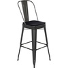 image:imageFlash Furniture Kai Commercial 30 High IndoorOutdoor Bar Height Stool  Black Galvanized Steel Frame  Black Square AllWeather Poly Resin Seat  Removable BackBlackBlack
