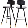 image:imageFlash Furniture Kora Commercial Grade Low Back BarstoolsBlack LeatherSoft UpholsteryBlack Iron FrameIntegrated FootrestGold Tipped LegsSet of 2Black