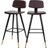 image:imageFlash Furniture Kora Commercial Grade Low Back BarstoolsBlack LeatherSoft UpholsteryBlack Iron FrameIntegrated FootrestGold Tipped LegsSet of 2Brown