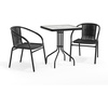 image:imageFlash Furniture Lila 235 Square Glass Metal Table with 2 Black Rattan Stack Chairs