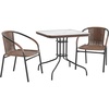 image:imageFlash Furniture Lila 3Piece 28 Square IndoorOutdoor Patio Table and Chairs Set Glass Metal Bistro Table and 2 Stacking Rattan Chairs BrownClearDark Brown