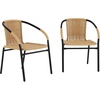 image:imageFlash Furniture Lila Modern Rattan IndoorOutdoor Stackable Dining Chairs Stacking Rattan Bistro Chairs for Patio or Restaurant Set of 4 BrownBeige