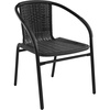 image:imageFlash Furniture Lila Modern Rattan IndoorOutdoor Stackable Dining Chairs Stacking Rattan Bistro Chairs for Patio or Restaurant Set of 4 BrownBlack