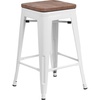 image:imageFlash Furniture Lily 24 High Backless Orange Metal Counter Height Stool with Square Wood Seat Pack of 1White