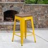 image:imageFlash Furniture Lily 24 High Backless Orange Metal Counter Height Stool with Square Wood Seat Pack of 1Yellow