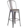 image:imageFlash Furniture Lily 30 High Red Metal Barstool with Back and Wood Seat Pack of 1White