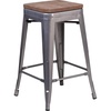 image:imageFlash Furniture Lincoln 24 High Backless Clear Coated Metal Counter Height Stool with Square Wood Seat1