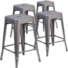 image:imageFlash Furniture Lincoln 24 High Backless Clear Coated Metal Indoor Counter Height Stool with Square SeatSet of 4