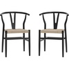 image:imageFlash Furniture Logan Commercial Wood Dining Chair YBack Style Stackable Design Solid Wood Frame Kraft Paper Seat Mortise and Tenon Set of 2 BlackNaturalBlack FrameNatural Seat