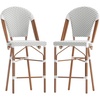 image:imageFlash Furniture Lourdes Commercial Grade Bistro Counter Height Stool Stackable IndoorOutdoor Dining Stool 26 High WhiteGray and Bamboo Finish Set of 2White  GrayNatural Frame