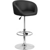 image:imageFlash Furniture Luis Contemporary Black Vinyl Adjustable Height Barstool with Barrel Back and Chrome BaseBlack Vinyl