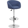 image:imageFlash Furniture Luis Contemporary Black Vinyl Adjustable Height Barstool with Barrel Back and Chrome BaseBlue Fabric