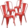 image:imageFlash Furniture Luke Commercial Grade 4 Pack Red Metal IndoorOutdoor Stackable Chair