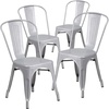 image:imageFlash Furniture Luke Commercial Grade 4 Pack Silver Metal IndoorOutdoor Stackable Chair