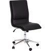 image:imageFlash Furniture Madigan Task Office Chair  Luxurious Gray LeatherSoft Upholstery  Padded MidBack and Seat  Height Adjustable Chrome Base  ArmlessBlack