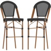 image:imageFlash Furniture Marseille IndoorOutdoor Commercial Bistro Stacking Bar Stool  Black Textilene Back and Seat  Natural Bamboo Print Metal Frame 2 PackBlackNatural Frame