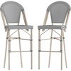 image:imageFlash Furniture Marseille IndoorOutdoor Commercial Bistro Stacking Bar Stool  Black Textilene Back and Seat  Natural Bamboo Print Metal Frame 2 PackBlack  WhiteLight Natural Frame