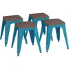 image:imageFlash Furniture Metal Dining Table Height Stool with Wooden Seat Set of 4  Backless Teal Kai Commercial Grade Stool  Kai 18 Stackable Dining ChairsTeal