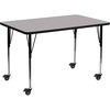 image:imageFlash Furniture Mobile 24W x 48L Rectangular Grey Thermal Laminate Activity Table  Standard Height Adjustable LegsGrey