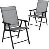 image:imageFlash Furniture Paladin Black Outdoor Folding Patio Sling Chair with Black Frame 2 PackGrey