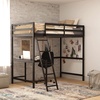 image:imageFlash Furniture Riley Loft Bed Frame with Desk  White Wood Slats  Full Size  Protective Guard Rails amp Ladder  Kids and Teens  Space Saving DesignEspresso