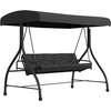 image:imageFlash Furniture Tellis 3Seat Outdoor Steel Converting Patio Swing Canopy Hammock with Cushions  Outdoor Swing Bed BrownBlack