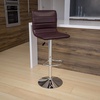 image:imageFlash Furniture Vincent Modern Adjustable Height Barstool with Footrest and Padded MidBack Upholstered Vinyl BarCounter Height Stool WhiteChromeBrown