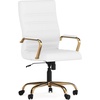 image:imageFlash Furniture Whitney HighBack Swivel LeatherSoft Desk Chair with Padded Seat and Armrests Adjustable Height Padded Office Chair WhiteChromeWhite LeathersoftGold Frame