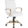 image:imageFlash Furniture Whitney MidBack Desk Chair  Brown LeatherSoft Executive Swivel Office Chair with Black Frame  Swivel Arm ChairWhite LeathersoftGold Frame
