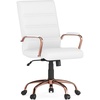 image:imageFlash Furniture Whitney MidBack Desk Chair  Brown LeatherSoft Executive Swivel Office Chair with Black Frame  Swivel Arm ChairWhite LeathersoftRose Gold Frame