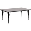 image:imageFlash Furniture Wren 30W x 72L Rectangular Grey HP Laminate Activity Table  Height Adjustable Short LegsGrey