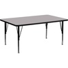 image:imageFlash Furniture Wren 30W x 72L Rectangular Grey Thermal Laminate Activity Table  Height Adjustable Short LegsGrey