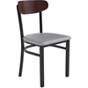 Walnut Wood Back/Gray Vinyl Seat